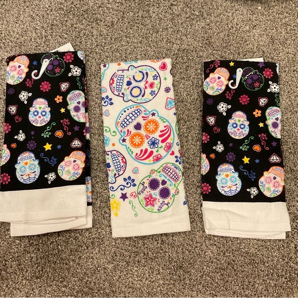 NWT set of 3 Sugar Skull Dishtowels